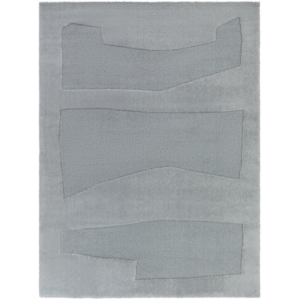 Rebek Teal 7 ft. 10 in. x 10 ft. Abstract Color Block Area Rug