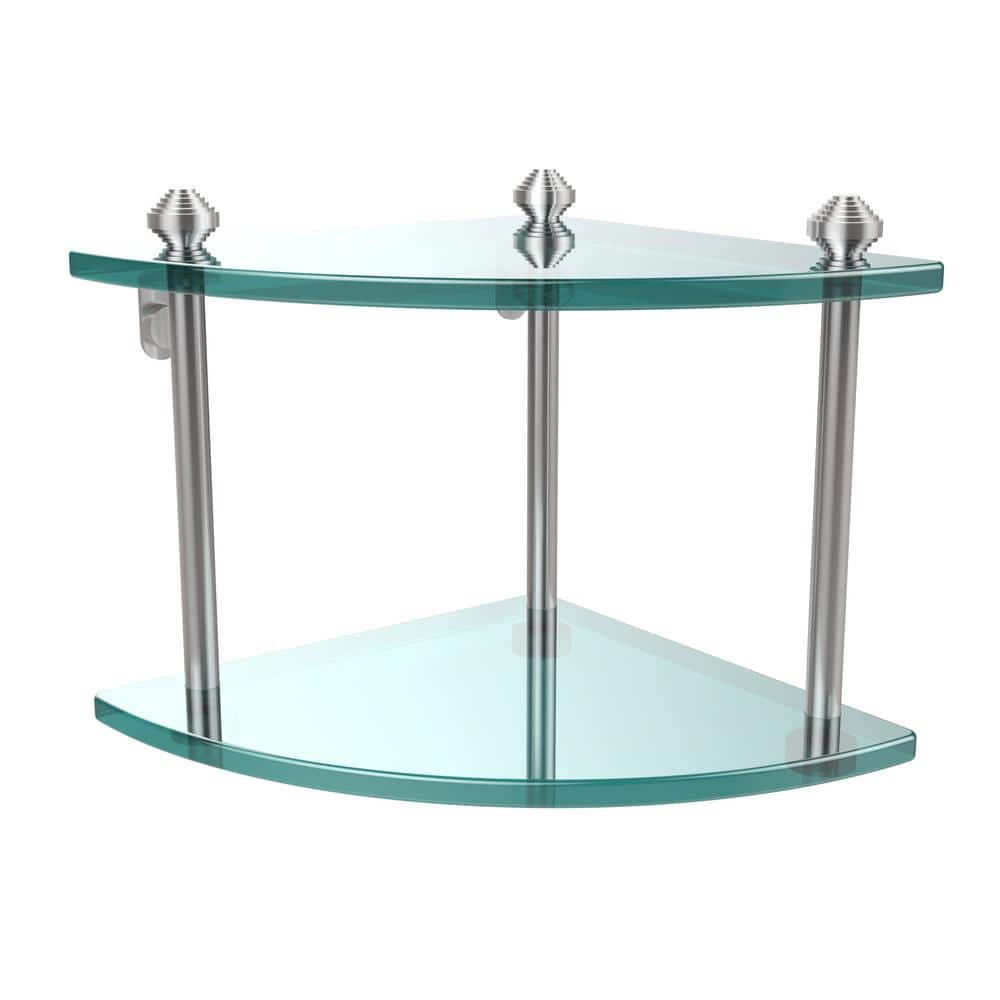 Allied Brass Southbeach Collection in. 2-Tier Corner Glass Shelf in Satin  Chrome SB-3-SCH The Home Depot