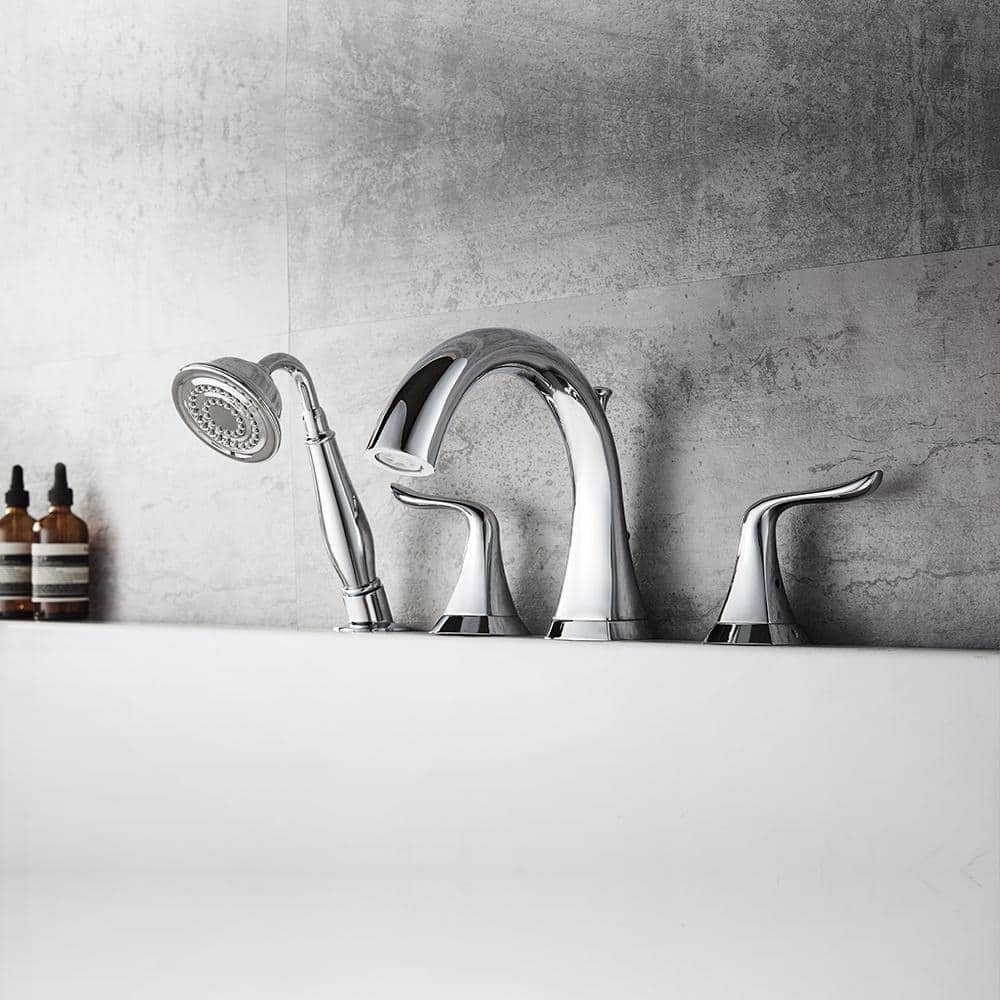 Claudius Polished Chrome Roman Tub Faucet with Handheld Shower