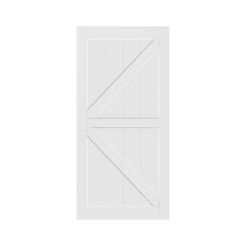 24 in. x 84 in. Solid Core White Unfinished Wood Barn Door Slab, Hardware K