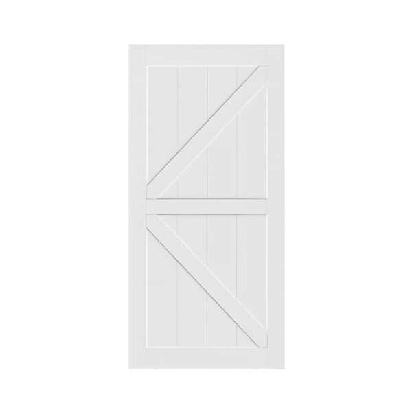 Unbranded 24 in. x 84 in. Solid Core White Unfinished Wood Barn Door Slab, Hardware Kit Not Include
