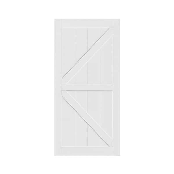 Unbranded 28 in. x 84 in. Solid Core White Unfinished Wood Barn Door Slab, Hardware Kit Not Include