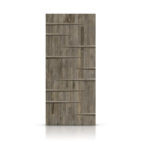 CALHOME 24 in. x 84 in. Weather Gray Stained Pine Wood Modern Interior Door Slab