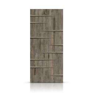 38 in. x 96 in. Weather Gray Stained Solid Wood Modern Interior Door Slab