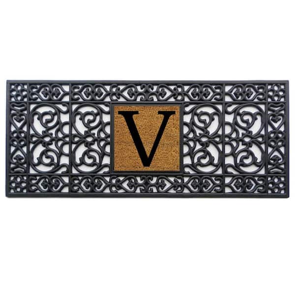 17 in. x 41 in. Rubber Monogrammed V Door Mat