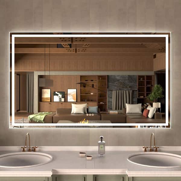 Orliva 60 in. W x 36 in. H Rectangular Frameless LED Wall Bathroom Vanity Mirror