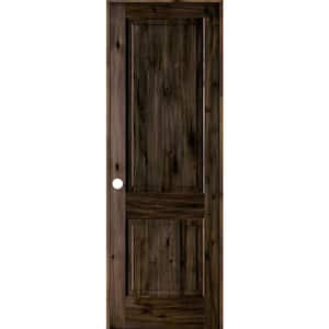 32 in. x 96 in. Rustic Knotty Alder Wood 2 Panel Square Top Right-Hand/Inswing Black Stain Single Prehung Interior Door