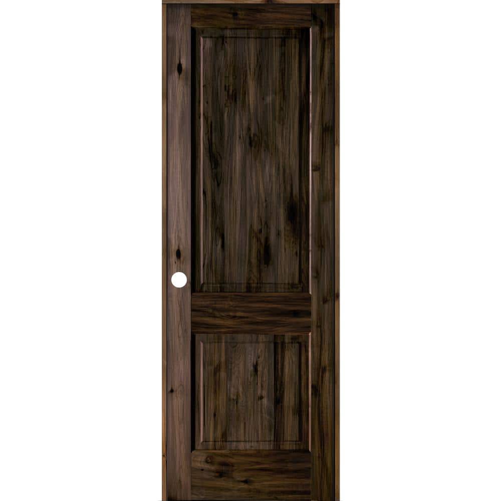 32 in. x 96 in. Rustic Knotty Alder 2-Panel Right Handed Black Stain Wood Single Prehung Interior Door with Square Top price history on PriceWatchPro