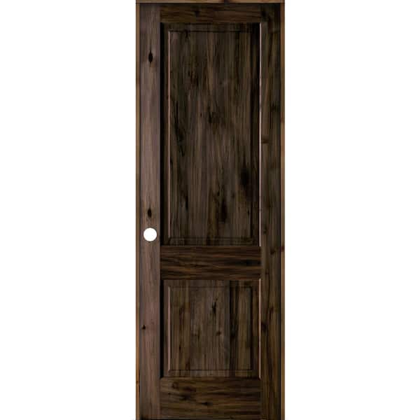 Krosswood Doors 32 in. x 96 in. Rustic Knotty Alder 2-Panel Right Handed Black Stain Wood Single Prehung Interior Door with Square Top