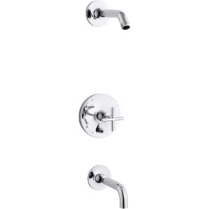Purist Cross 1-Handle Wall-Mount Trim Kit with Push Button Diverter in Polished Chrome (Valve Not Included)