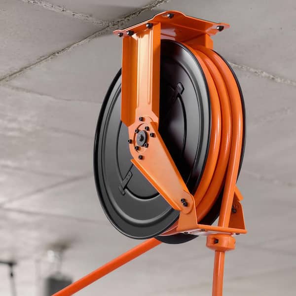 Retractable Air Hose Reel, 3/4 in. x 50 ft. PVC Air Hose Max 300 PSI, Auto Rewind Air-Compressor Hoses Reel