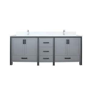 Ziva 84 in W x 22 in D Dark Grey Double Bath Vanity, Cultured Marble Top and Faucet Set