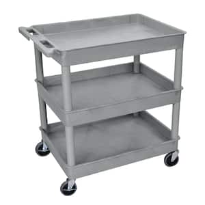 TC 32 in. Large Tub 3-Shelves Utility Cart in Gray