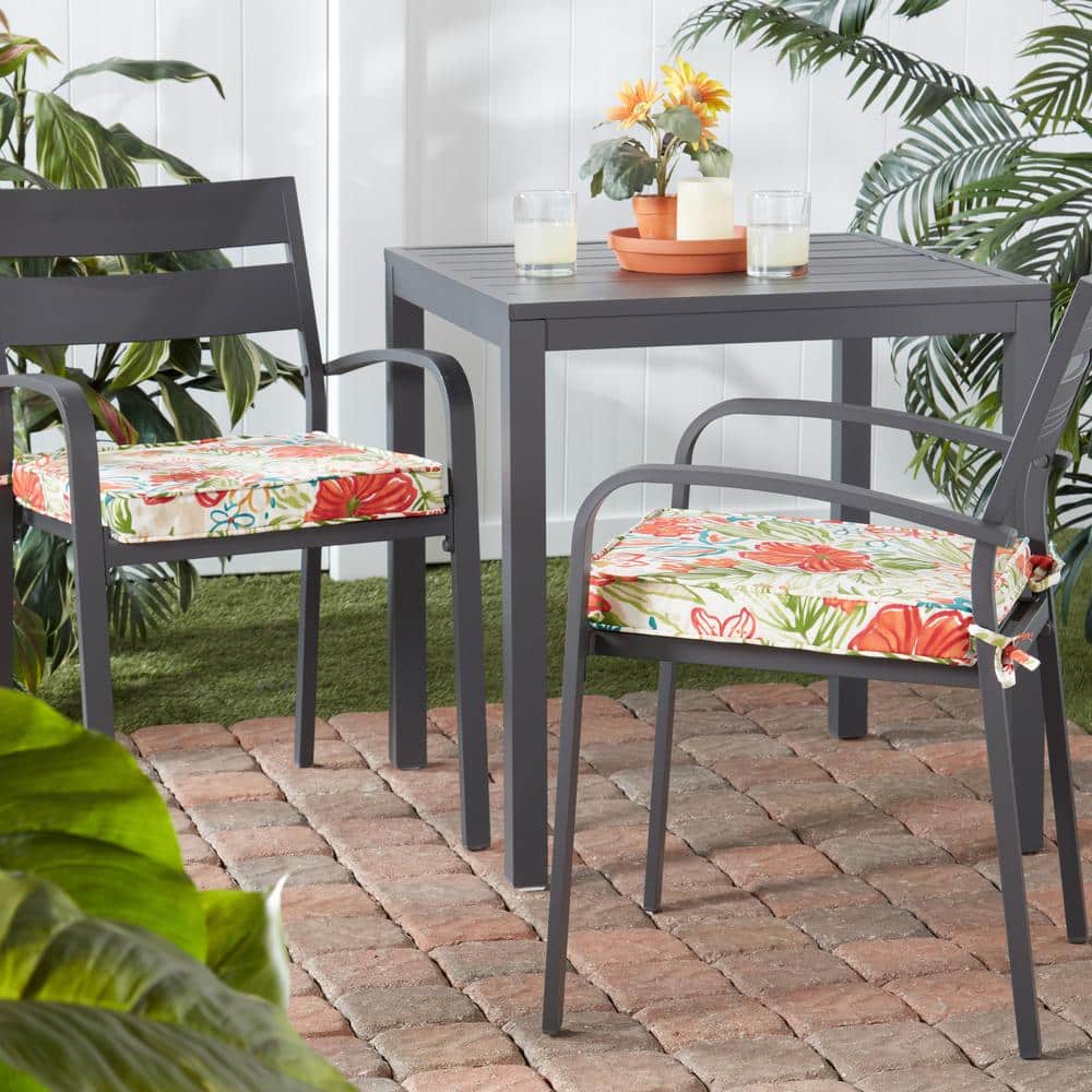 18" Breeze Floral Polyester Outdoor Chair Pads, Set of 2