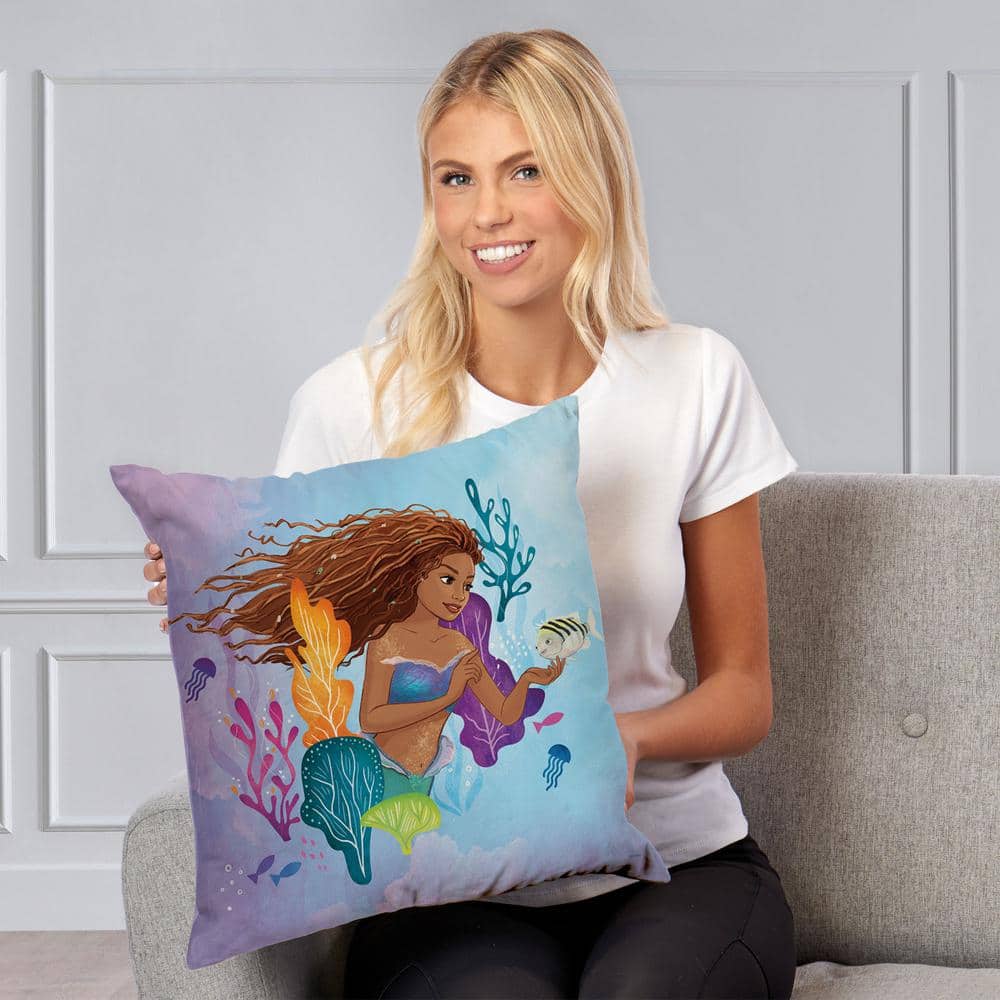Disney Little Mermaid Fish Friends 18x18 Polyester Throw Pillow