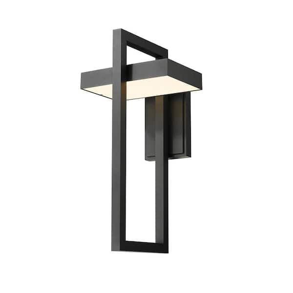 Unbranded Luttrel Black 25 in Outdoor Hardwired Lantern Wall Sconce with Integrated LED