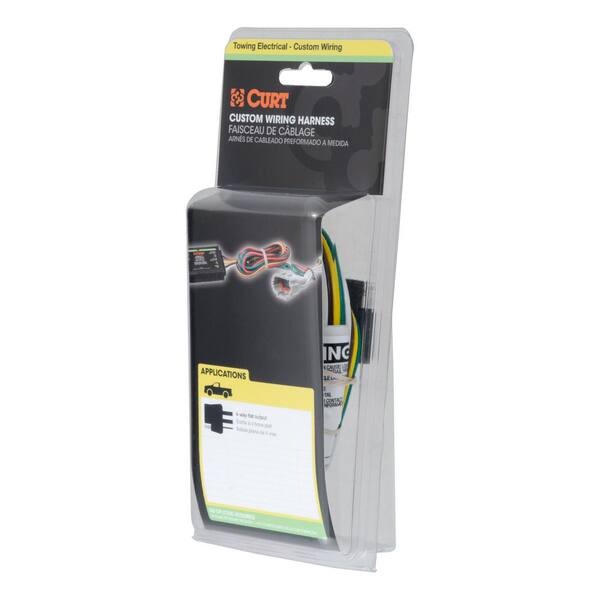 CURT Custom VehicleTrailer Wiring Harness, 4Way Flat Output, Select