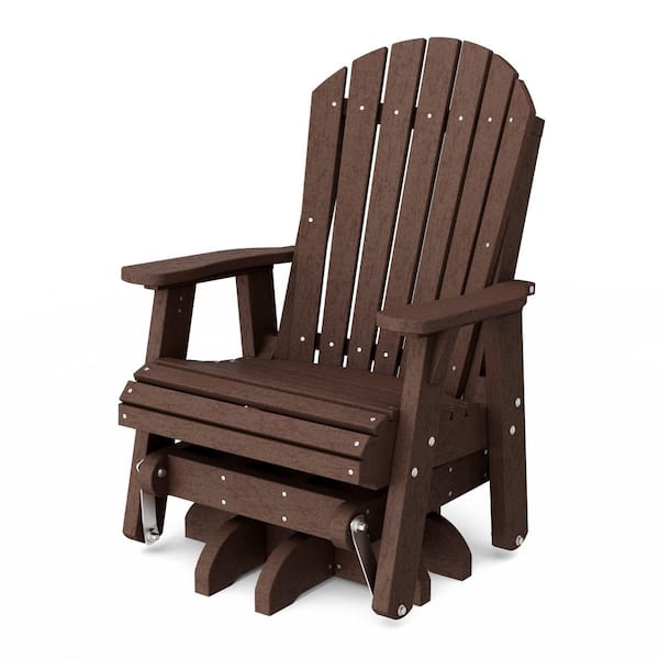 Heritage 1-Person Tudor Brown HDPE Plastic Outdoor Swivel Glider