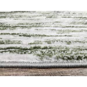Davide 1228 Transitional Striated Green 8 ft. x 8 ft. Round Area Rug