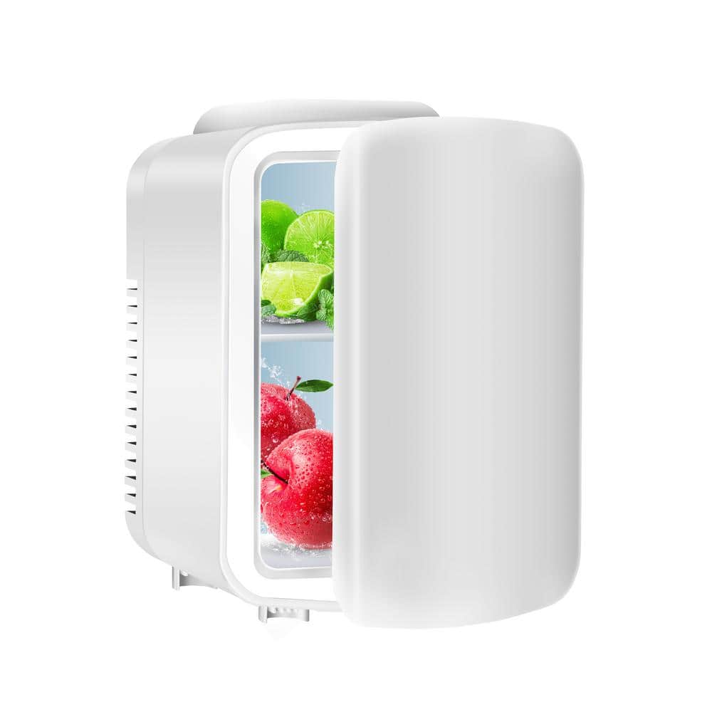 Tatayosi 0.14 cu. ft. 4L/6 Can Portable Cooler And Warmer Freon-Free Mini Refrigerator in White for Skincare, Beverage, Food
