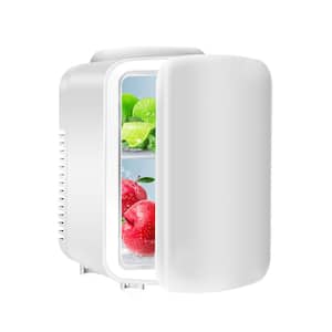 0.14 cu. ft. 4L/6 Can Portable Cooler And Warmer Freon-Free Mini Refrigerator in White for Skincare, Beverage, Food