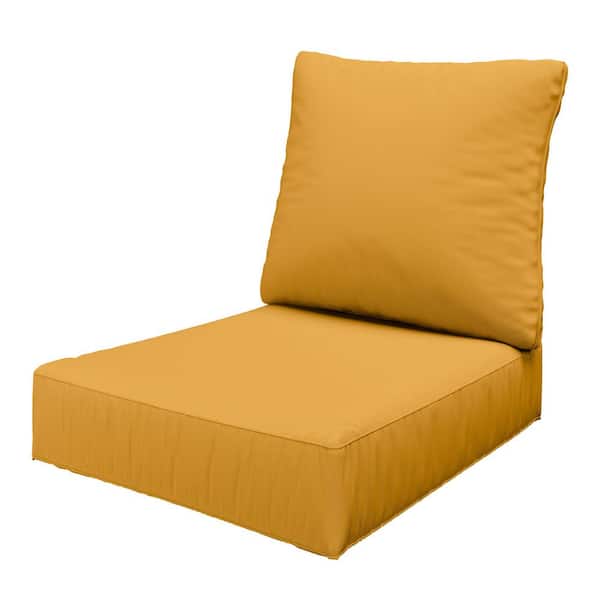 Kimunuk 24 in. x 24 in. x 6.5 in. Outdoor Repacement Deep Seating Lounge Chair Cushion with Backrest Yellow