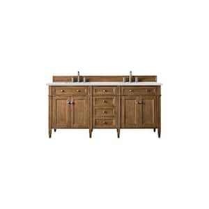 Brittany 72.0 in. W x 23.5 in. D x 34 in. H Bathroom Vanity in Saddle Brown with Ethereal Noctis Quartz Top