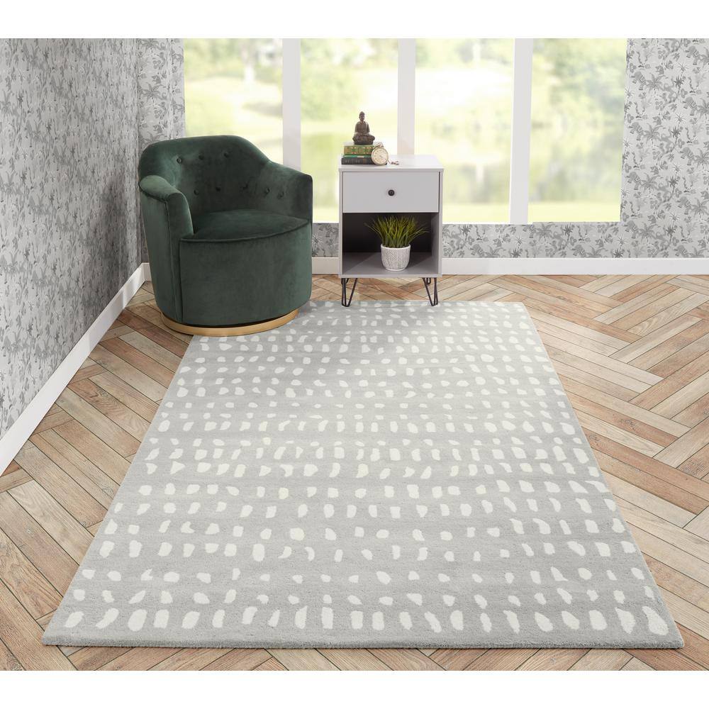 Handmade Gray Wool 9' x 12' Tufted Geometric Area Rug