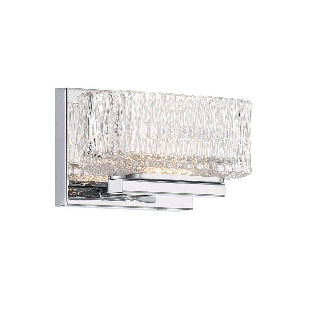Sparren 7.5 in. 1-Light Chrome LED Vanity Light Bar with Clear Pressed Glass Shade price history on PriceWatchPro