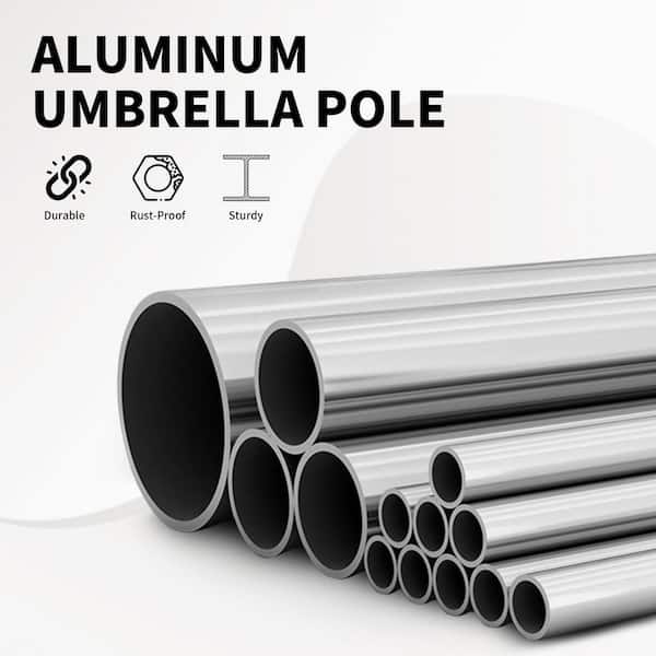 10 ft. Aluminium Outdoor Market Table Patio Umbrella with Button Tilt, Crank and 8 Sturdy Ribs for Garden in Gray