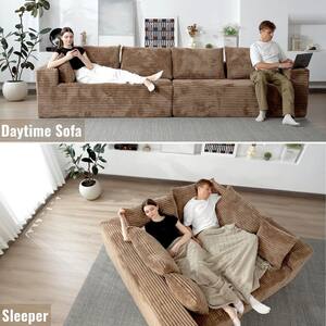 Bestier 110 in. Armless Corduroy L-Shaped Modular No-Assembly