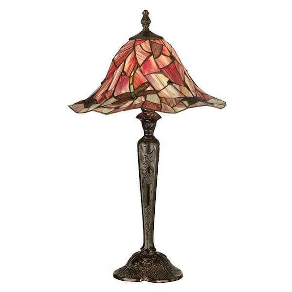 Dale Tiffany 27 in. Pink Wave Dragonfly Antique Bronze Table Lamp