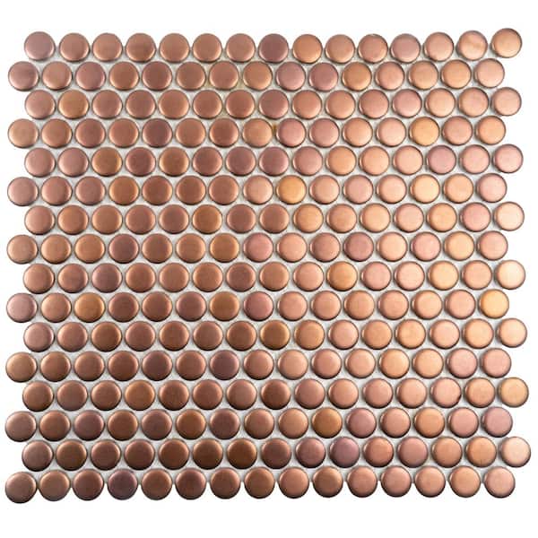 Apollo Tile Cirkel 4 in. x 0.25 in. Matte Gold Porcelain Mosaic Wall and Floor Sample Tile (0.14 sq. ft./case) (1-pack)