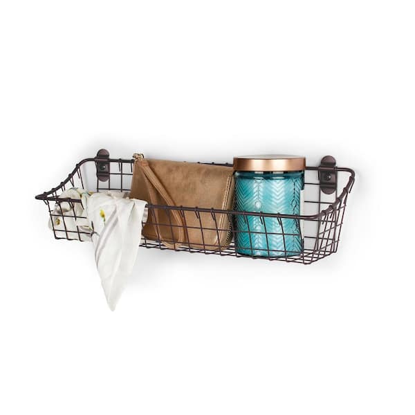 Spectrum 4.75 in. H x 16.25 in. W Bronze Steel 1-Drawer Wide Mesh Wire Basket