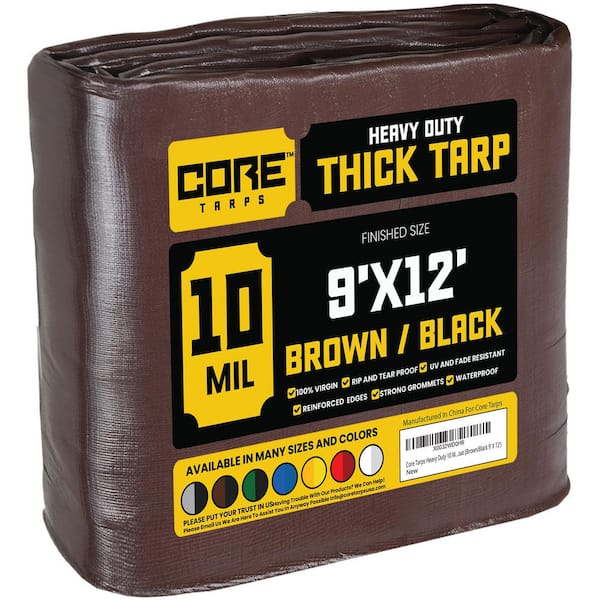 9 ft. x 12 ft. Brown/Black 10 Mil Heavy Duty Polyethylene Tarp, Waterproof, UV Resistant, Rip and Tear Proof