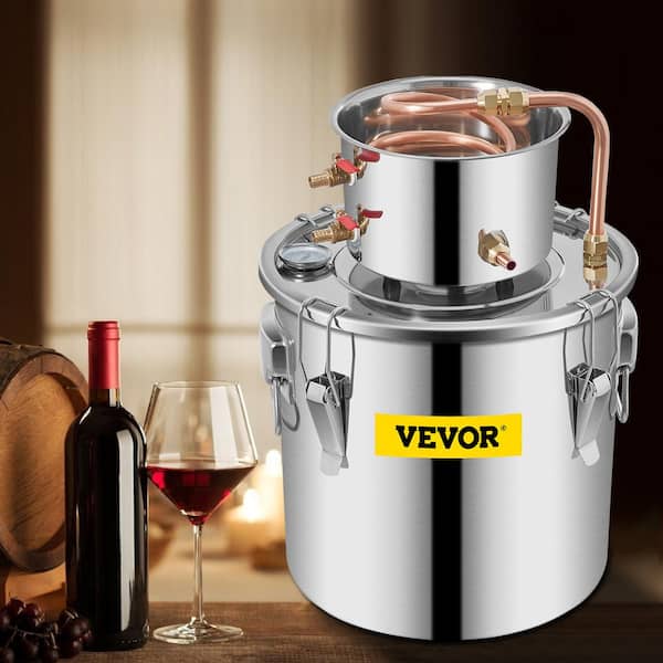 VEVOR Alcohol Distiller 3 gal. Stainless Steel Whiskey Making Kit with Circulating Pump & Build-in Thermometer for DIY Alcohol