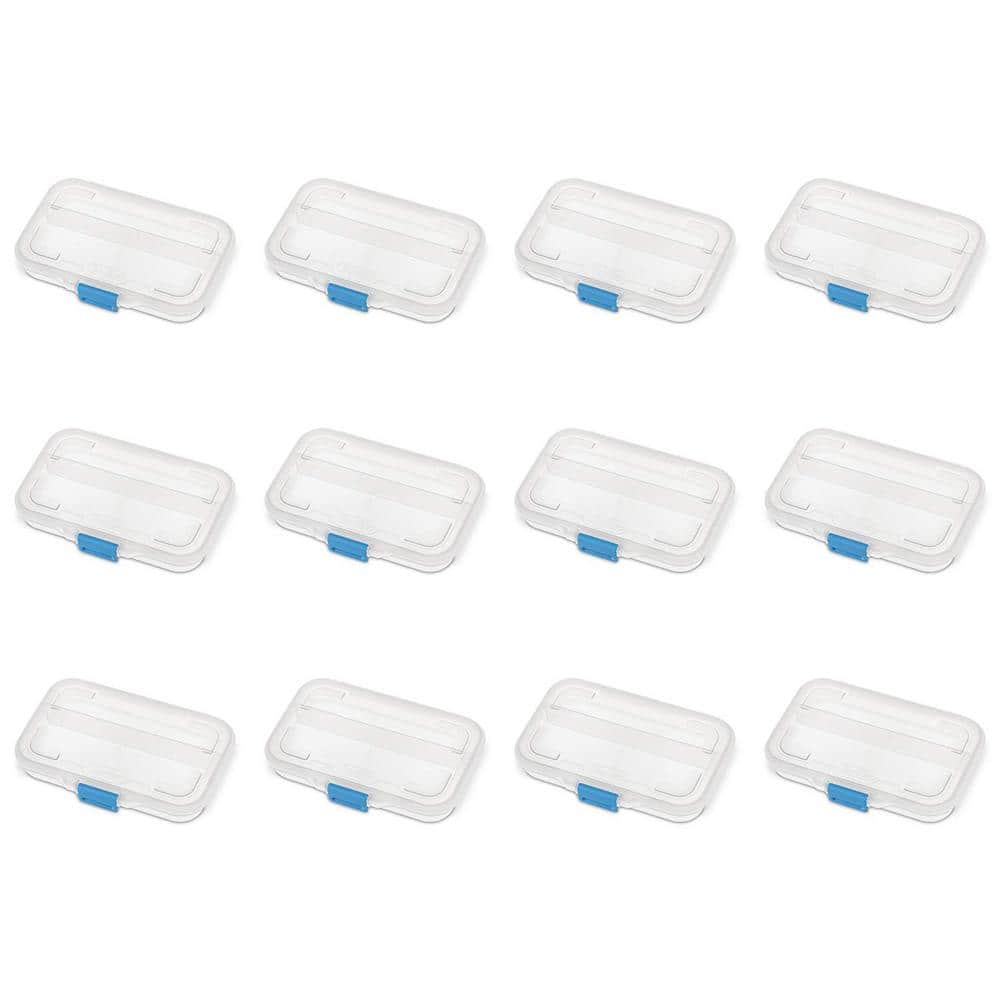 Sterilite Convenient Small Divided Clear Storage Box w/ Colored Latch (12 Pack)