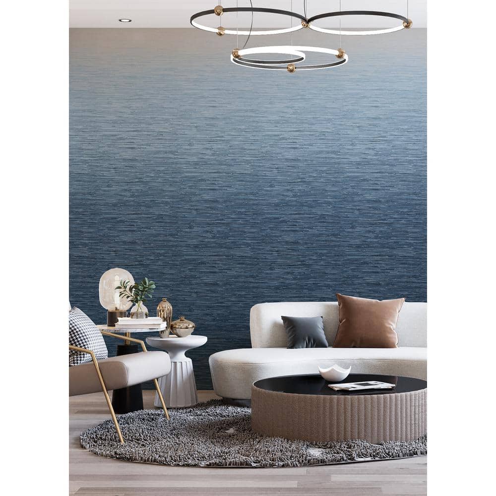 Blue Grasscloth Textured Ombre Wall Mural, 2-Piece Set