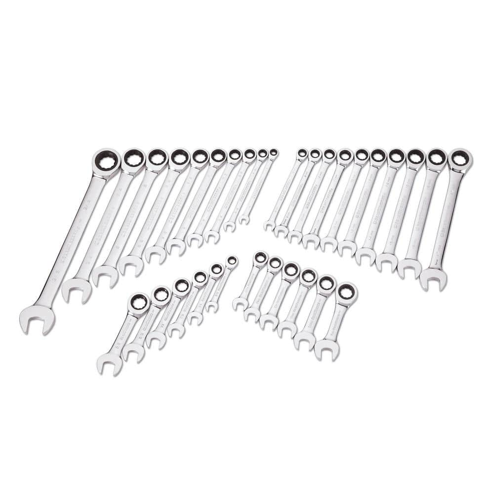 SAE/Metric 72-Tooth Combination Ratcheting Wrench Tool Set (32-Piece)