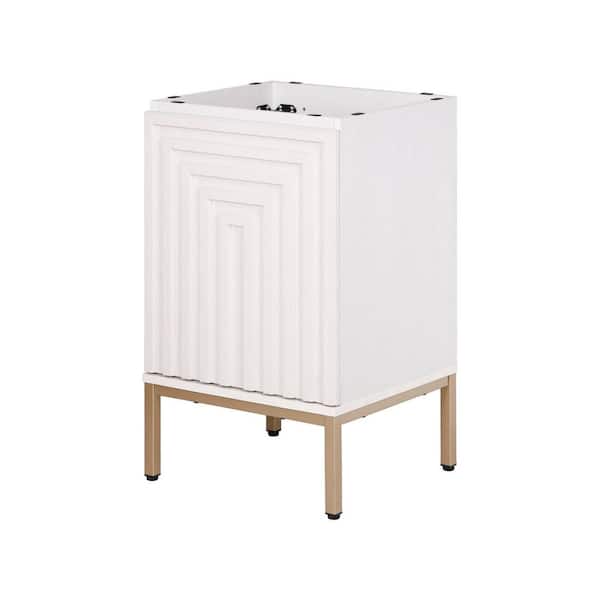 Rowan 20 in. W x 18 in. D x 33 in. H Geometric Modern Transitional 2-Shelf Bath Vanity Cabinet without Top in White/Gold