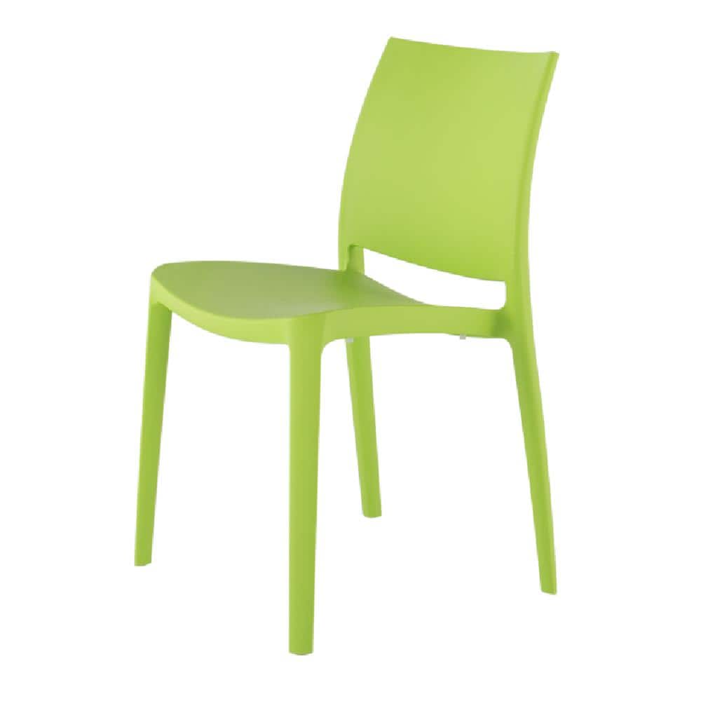 Sensilla Green Stackable Resin Dining Chairs, Set of 4