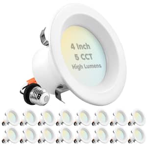 4 in. Can Light 14-Watt/75-Watt 5 Color Options 950 Lumens Remodel Integrated LED Recessed Light Kit ETL Listed(16-Pack)