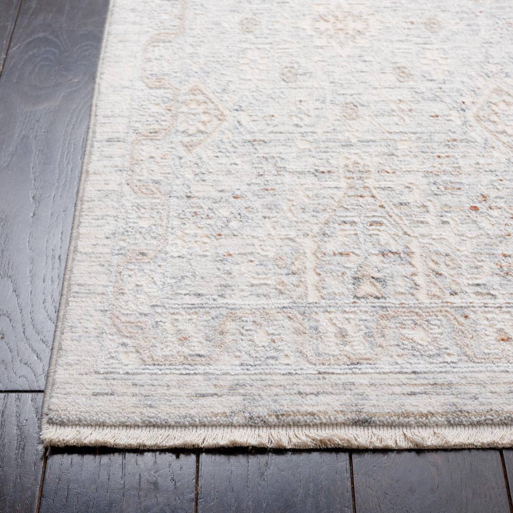 Gray Rectangular Viscose and Synthetic Area Rug