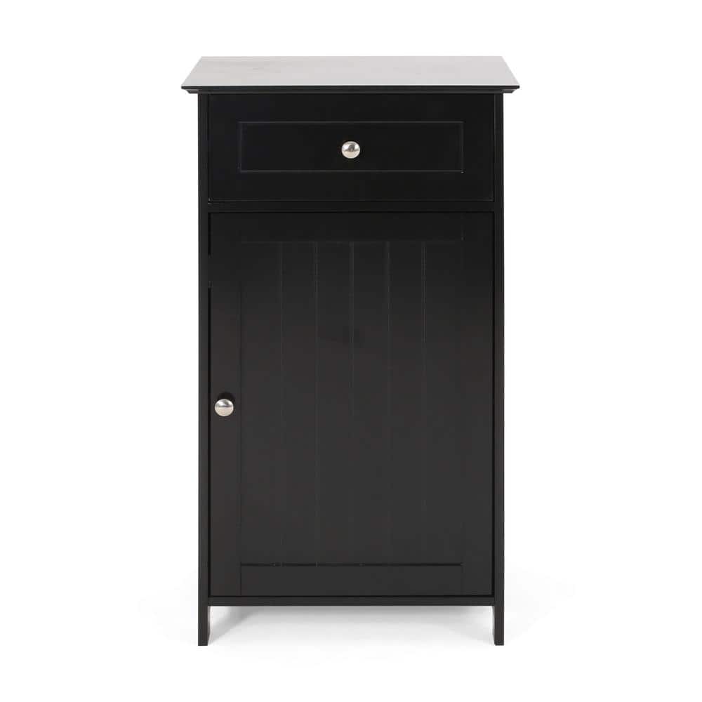 17 in. W x 13.5 in. D x 30.25 in. H Black Short MDF Freestanding Linen Cabi