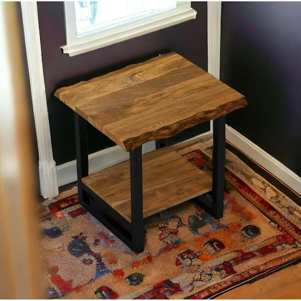 HomeRoots 20 in. Brown Square Wood End Table