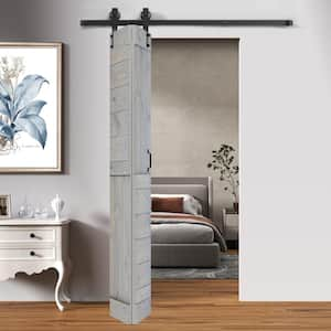 S Style 30in.x84in.(15''x84''x2panels) French Gray Solid Wood Bi-Fold Barn Door With Hardware Kit -Assembly Needed