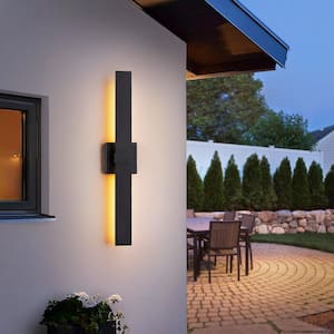 27.17 in. 1-Light Matte Black Modern Linear Integrated LED Indoor/Outdoor Wall Light