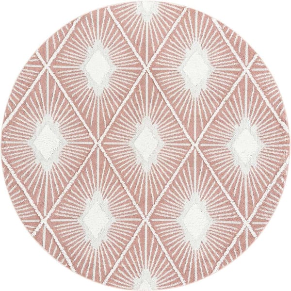 Unique Loom Boho Lilah Pink 7 ft. 10 in. x 7 ft. 10 in. Area Rug