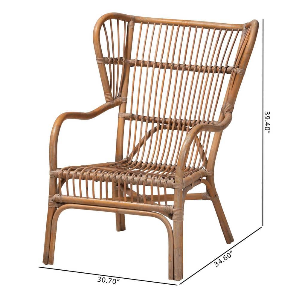 Lamaria Natural Handcrafted Leather and Rattan Armchair