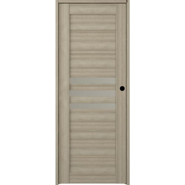 Belldinni Dome 32 in. x 80 in. Left-Hand 3-Lite Frosted Glass Solid Core Shambor Wood Composite Single Prehung Interior Door